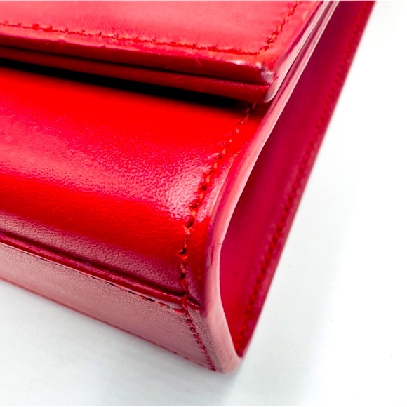 Auth Saint Laurent Red Leather Pompom Kate Clutch Pouchette Tassel Preloved Ex++ - Picture 13 of 16